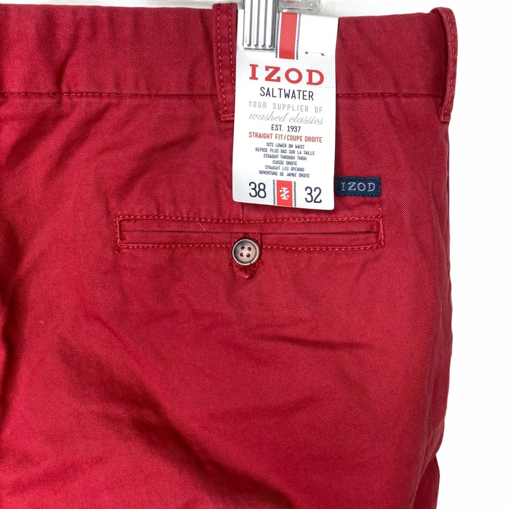 Izod Saltwater Chino 38X32 Red Straight Fit Men’s